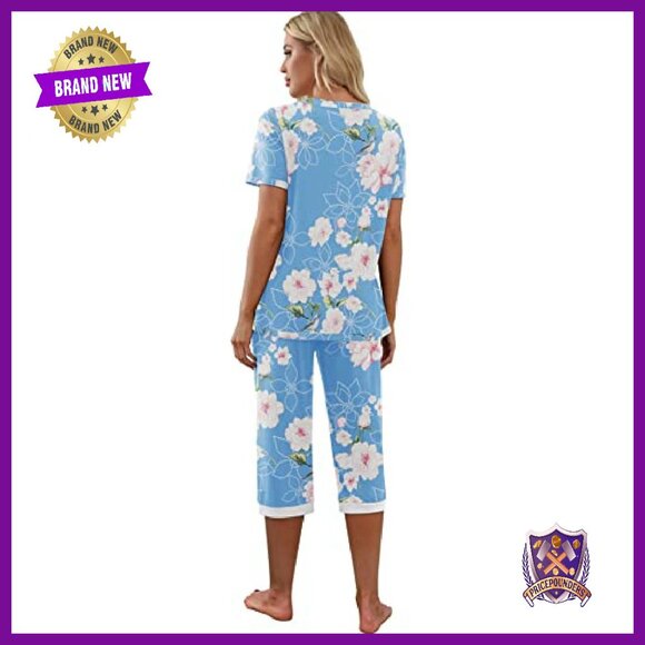 Soft Rayon Pajama Set with Pockets, Short Sleeve & Capri Pants - Picture 6 of 8